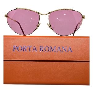 Porta Romana Gold Frame Sunglasses with Pink Lenses